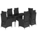 Set mobilier de grădină cu perne, 7 piese, negru, poliratan - WALTI WALTI