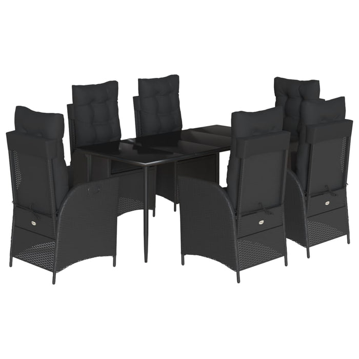 Set mobilier de grădină cu perne, 7 piese, negru, poliratan - WALTI WALTI