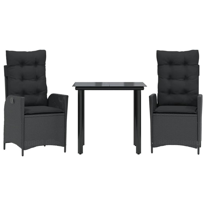 Set mobilier de grădină cu perne, 3 piese, negru, poliratan - WALTI WALTI