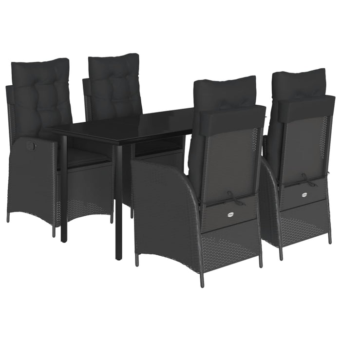 Set mobilier de grădină cu perne, 5 piese, negru, poliratan WALTI