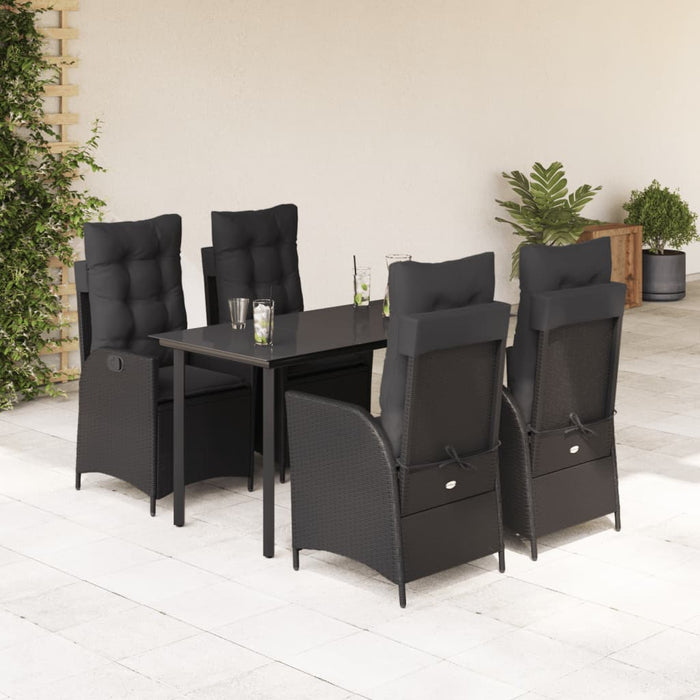Set mobilier de grădină cu perne, 5 piese, negru, poliratan WALTI
