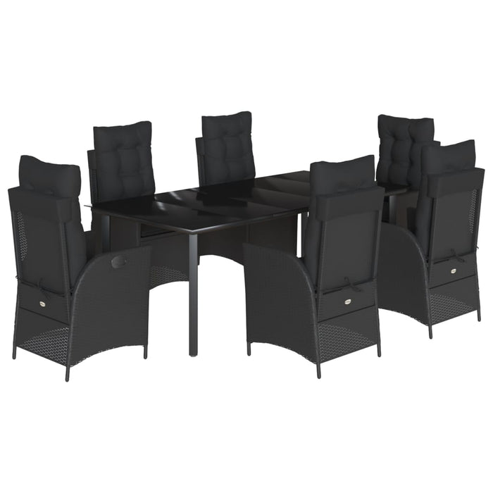 Set mobilier de grădină cu perne, 7 piese, negru, poliratan WALTI