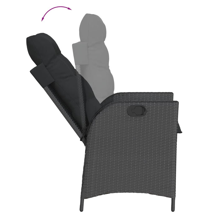 Set mobilier de grădină cu perne, 7 piese, negru, poliratan WALTI