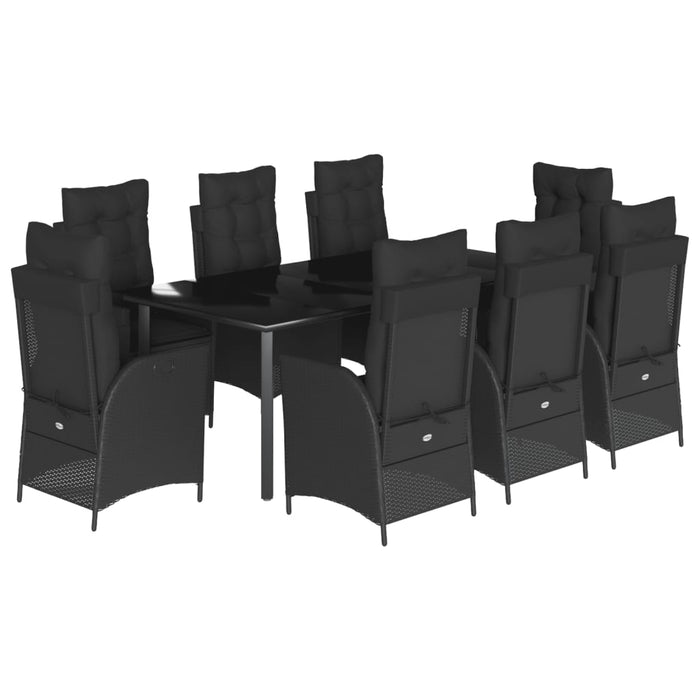 Set mobilier de grădină cu perne, 9 piese, negru, poliratan - WALTI WALTI