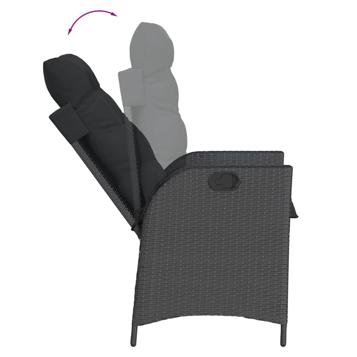 Set mobilier de grădină cu perne, 9 piese, negru, poliratan - WALTI WALTI