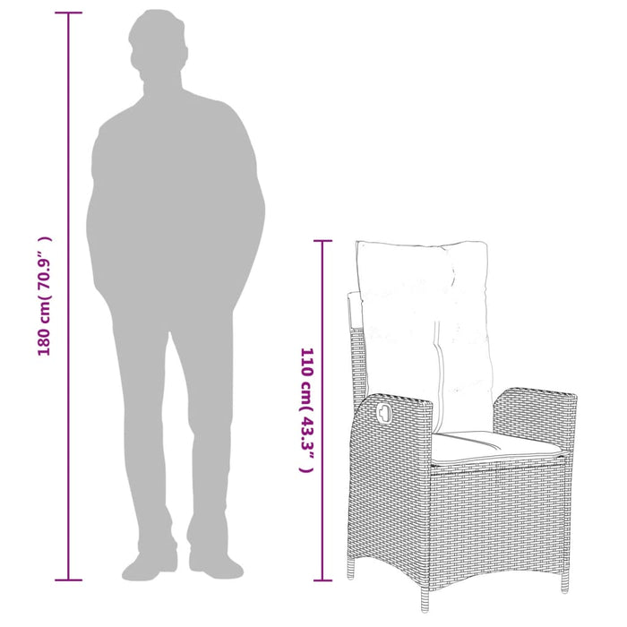 Set mobilier de grădină cu perne, 9 piese, negru, poliratan - WALTI WALTI