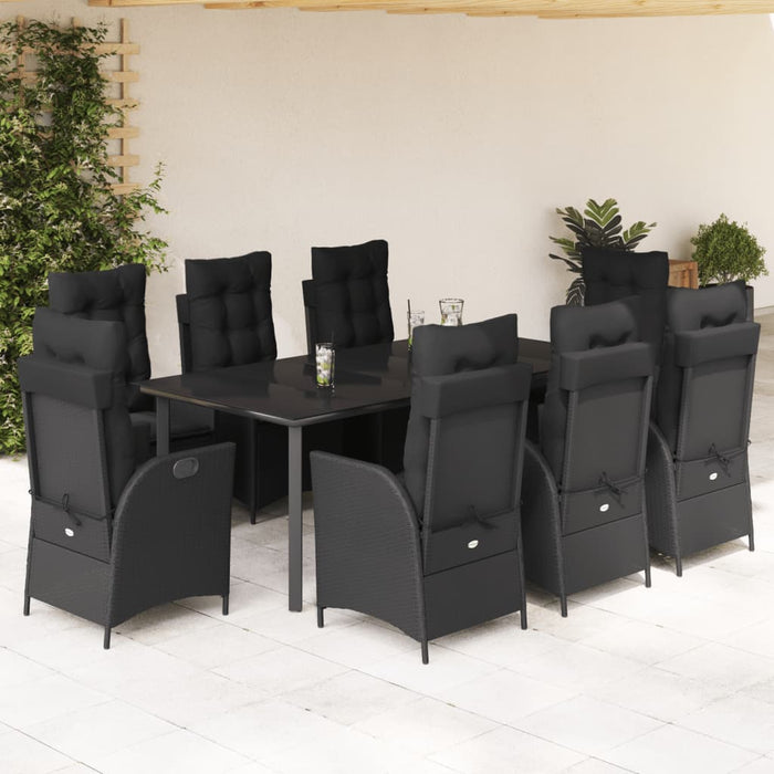 Set mobilier de grădină cu perne, 9 piese, negru, poliratan - WALTI WALTI