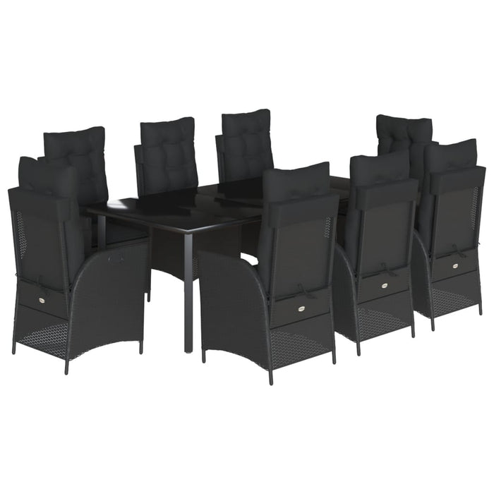Set mobilier de grădină cu perne, 9 piese, negru, poliratan - WALTI WALTI