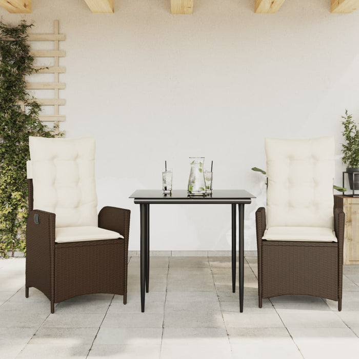 Set mobilier de grădină cu perne, 3 piese, maro, poliratan WALTI