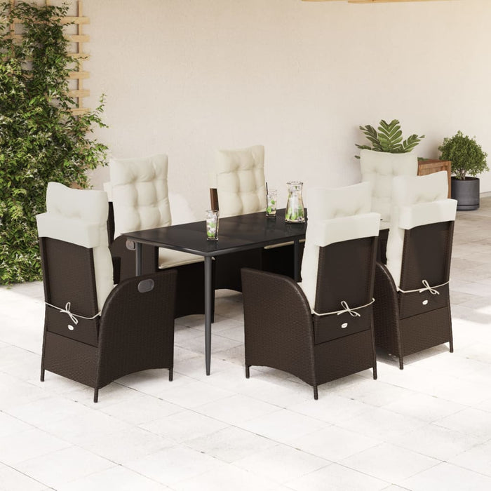 Set mobilier de grădină cu perne, 7 piese, maro, poliratan - WALTI WALTI