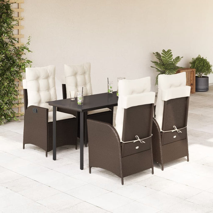 Set mobilier de grădină, 5 piese, cu perne, maro, poliratan - WALTI WALTI