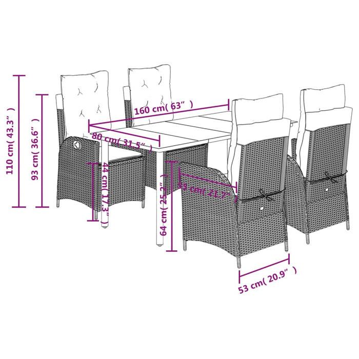 Set mobilier de grădină, 5 piese, cu perne, maro, poliratan - WALTI WALTI
