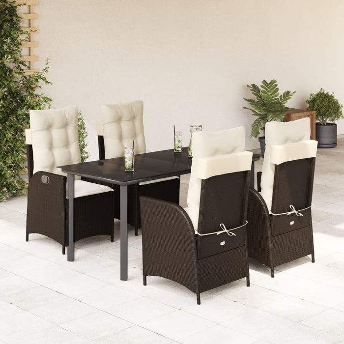 Set mobilier de grădină, 5 piese, cu perne, maro, poliratan - WALTI WALTI