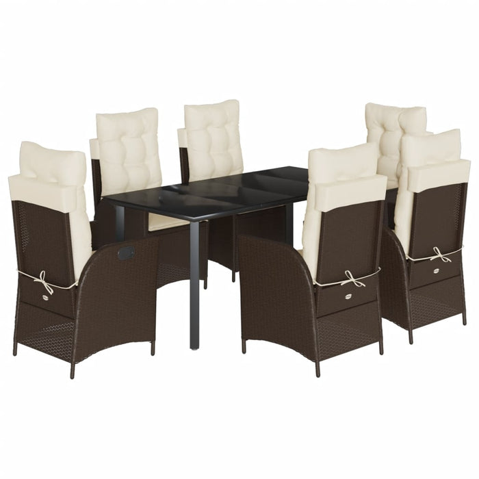 Set mobilier de grădină cu perne, 7 piese, maro, poliratan WALTI