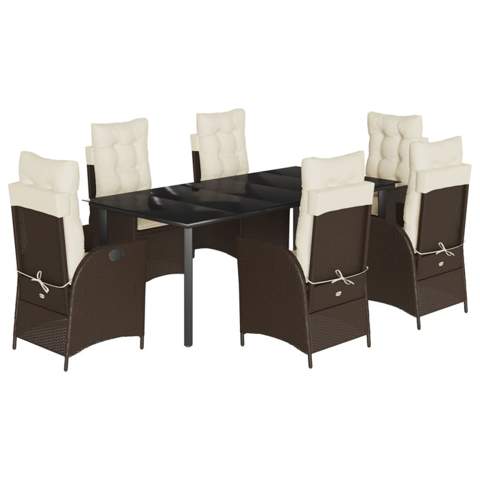Set mobilier de grădină cu perne, 7 piese, maro, poliratan - WALTI WALTI