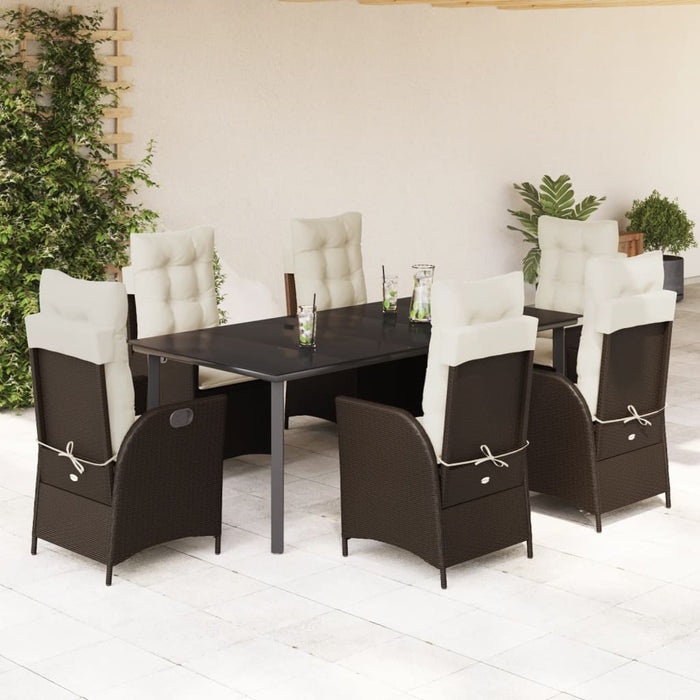 Set mobilier de grădină cu perne, 7 piese, maro, poliratan - WALTI WALTI