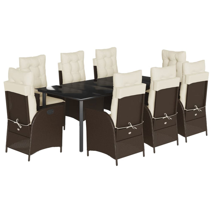 Set mobilier de grădină cu perne, 9 piese, maro, poliratan - WALTI WALTI