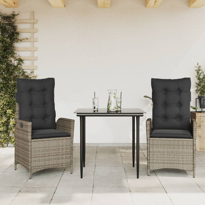 Set mobilier de grădină cu perne, 3 piese, gri, poliratan - WALTI WALTI