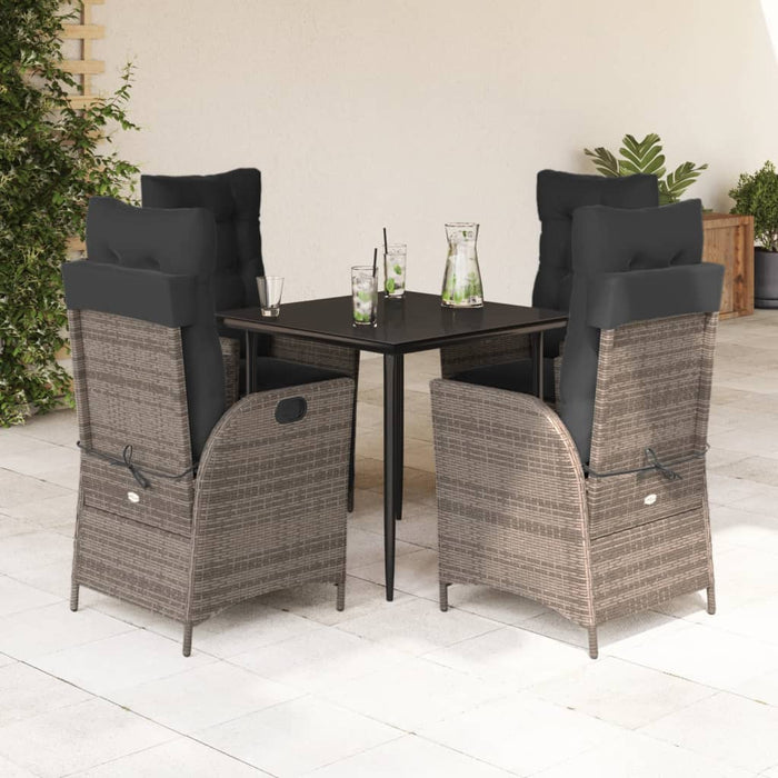 Set mobilier de grădină cu perne, 5 piese, gri, poliratan - WALTI WALTI