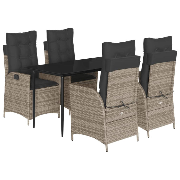 Set mobilier de grădină cu perne, 5 piese, gri, poliratan WALTI
