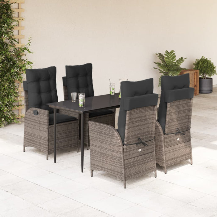Set mobilier de grădină cu perne, 5 piese, gri, poliratan WALTI