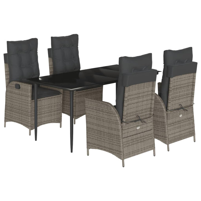 Set mobilier de grădină cu perne, 5 piese, gri, poliratan - WALTI WALTI