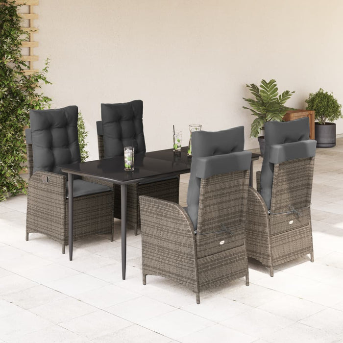 Set mobilier de grădină cu perne, 5 piese, gri, poliratan - WALTI WALTI