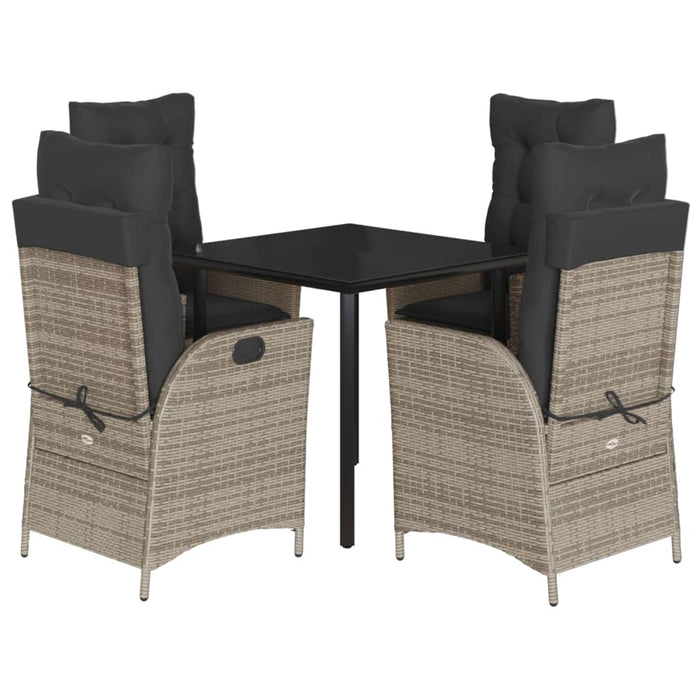 Set mobilier de grădină cu perne, 5 piese, gri, poliratan - WALTI WALTI