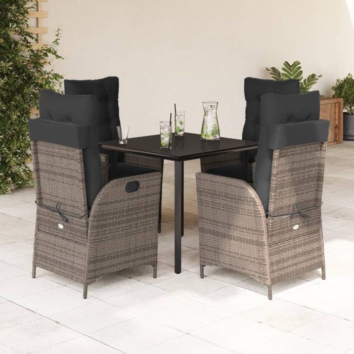 Set mobilier de grădină cu perne, 5 piese, gri, poliratan - WALTI WALTI