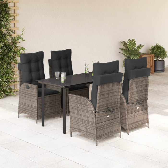 Set mobilier de grădină cu perne, 5 piese, gri, poliratan - WALTI WALTI