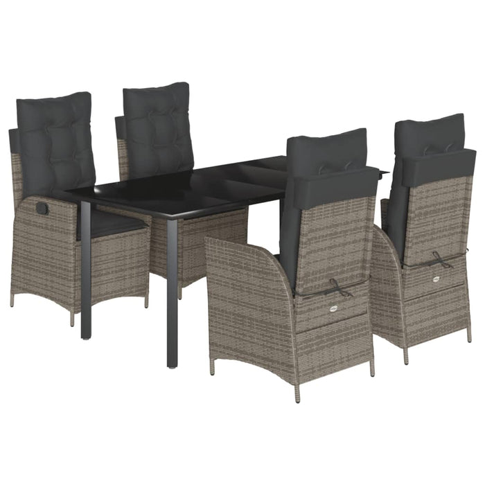Set mobilier de grădină cu perne, 5 piese, gri, poliratan WALTI
