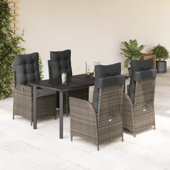 Set mobilier de grădină cu perne, 5 piese, gri, poliratan WALTI