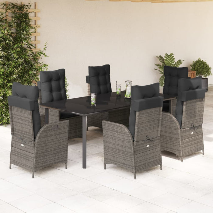 Set mobilier de grădină cu perne, 7 piese, gri, poliratan - WALTI WALTI