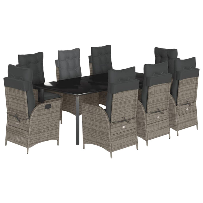 Set mobilier grădină cu perne, 9 piese, gri, poliratan - WALTI WALTI