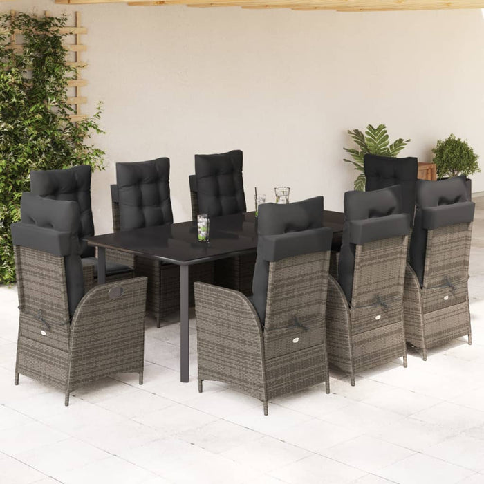 Set mobilier grădină cu perne, 9 piese, gri, poliratan - WALTI WALTI
