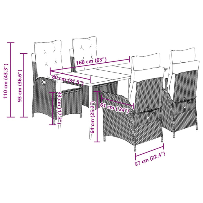 Set mobilier de grădină cu perne, 5 piese, bej, poliratan - WALTI WALTI