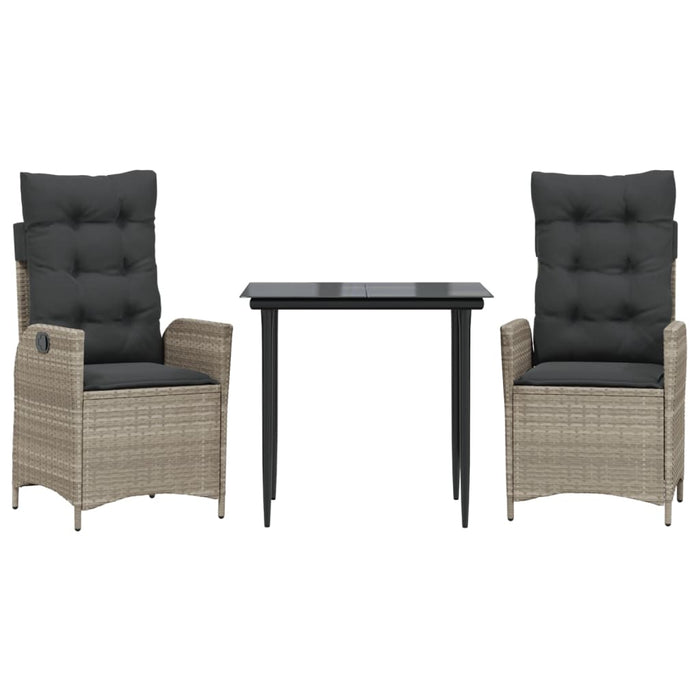 Set mobilier de grădină cu perne, 3 piese,gri deschis,poliratan - WALTI WALTI