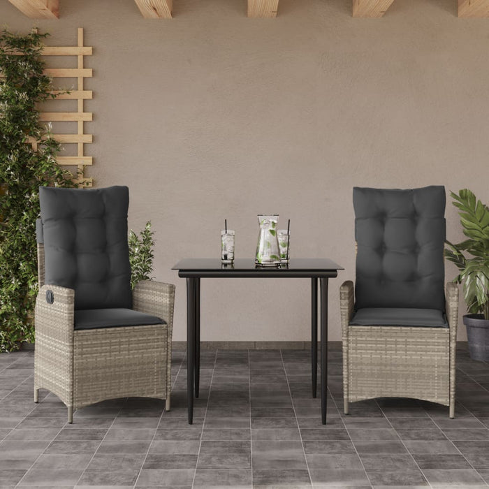 Set mobilier de grădină cu perne, 3 piese,gri deschis,poliratan - WALTI WALTI
