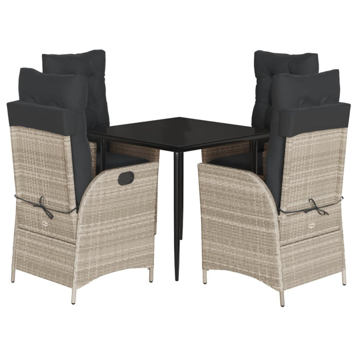Set mobilier de grădină cu perne, 5 piese gri deschis poliratan WALTI