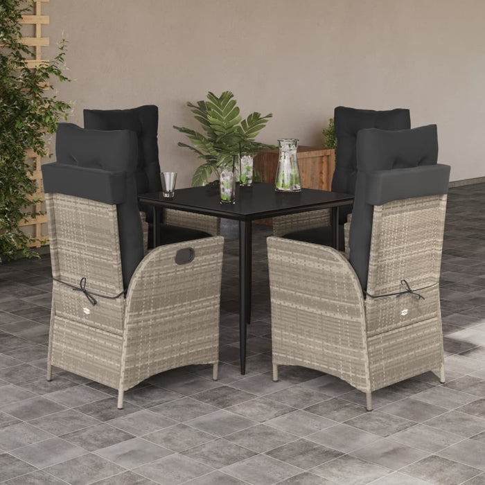 Set mobilier de grădină cu perne, 5 piese gri deschis poliratan WALTI