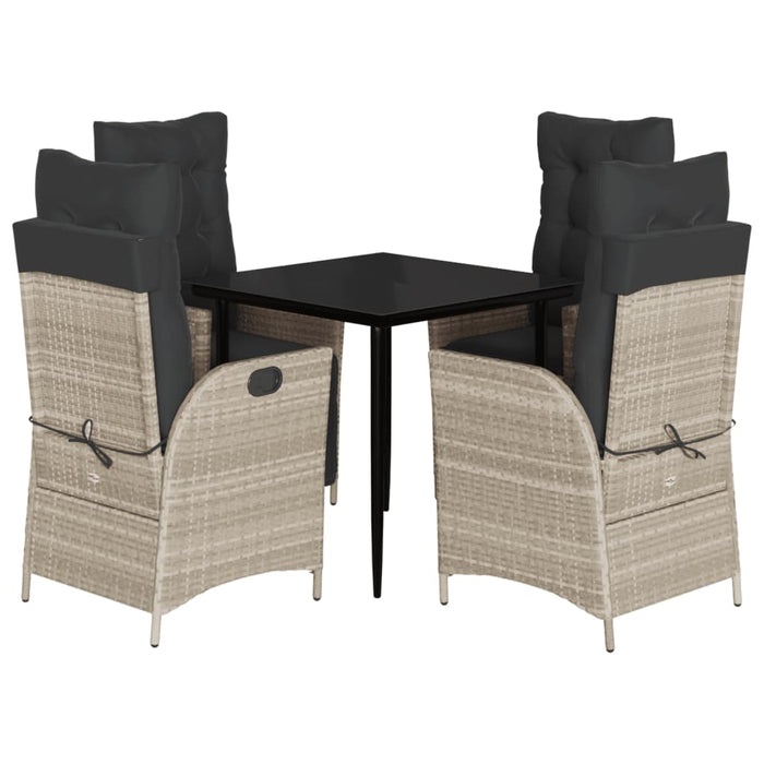 Set mobilier de grădină cu perne, 5 piese gri deschis poliratan - WALTI WALTI