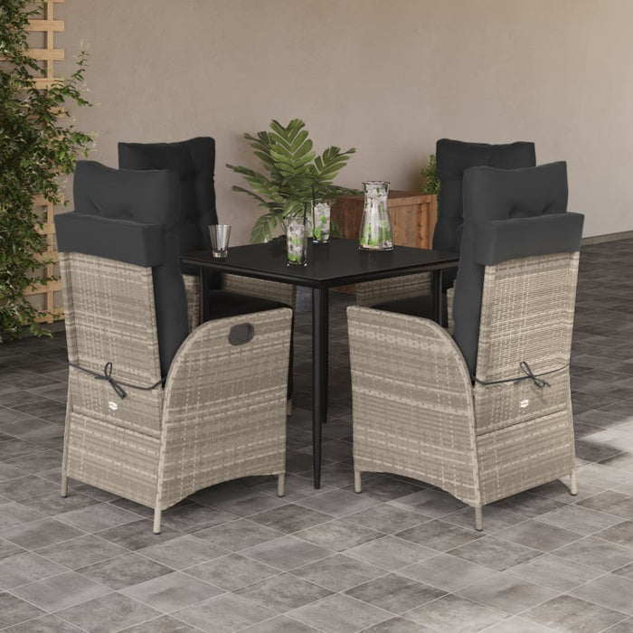 Set mobilier de grădină cu perne, 5 piese gri deschis poliratan - WALTI WALTI