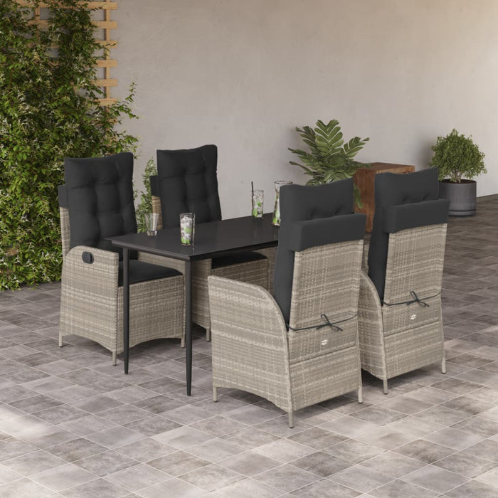 Set mobilier de grădină cu perne, 5 piese gri deschis poliratan - WALTI WALTI