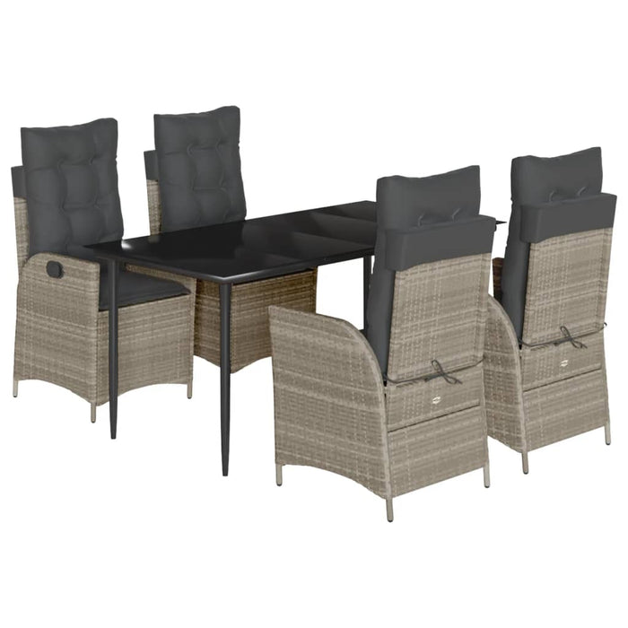 Set mobilier de grădină cu perne, 5 piese gri deschis poliratan - WALTI WALTI