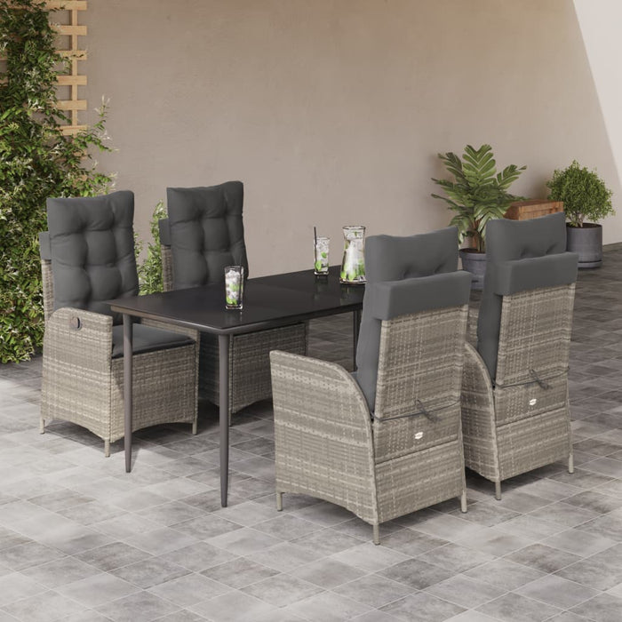 Set mobilier de grădină cu perne, 5 piese gri deschis poliratan - WALTI WALTI