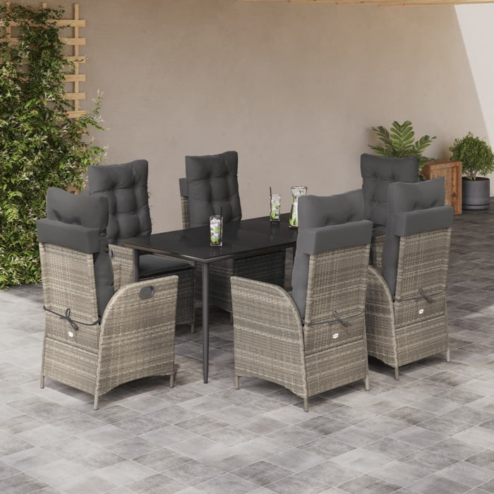 Set mobilier de grădină cu perne, 7 piese gri deschis poliratan - WALTI WALTI