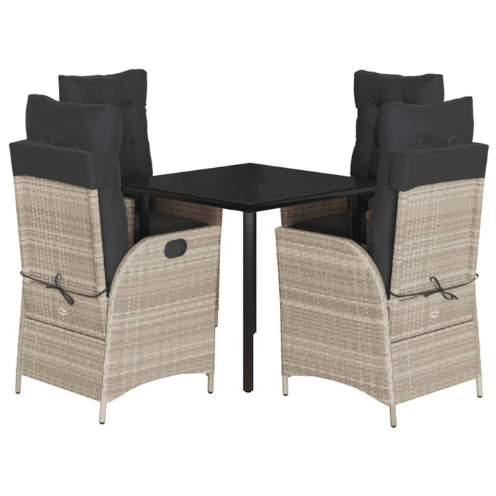 Set mobilier de grădină cu perne, 5 piese gri deschis poliratan - WALTI WALTI
