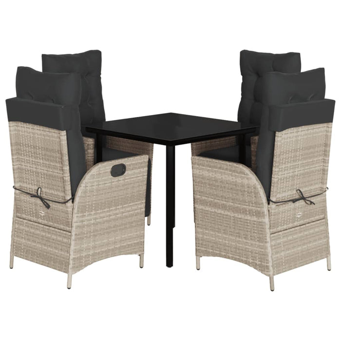Set mobilier de grădină cu perne, 5 piese gri deschis poliratan - WALTI WALTI
