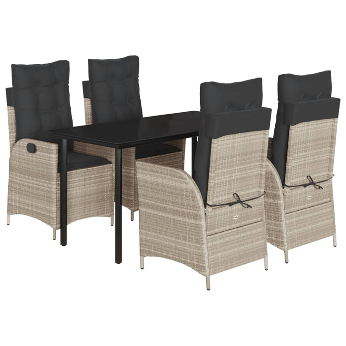 Set mobilier de grădină cu perne, 5 piese gri deschis poliratan - WALTI WALTI