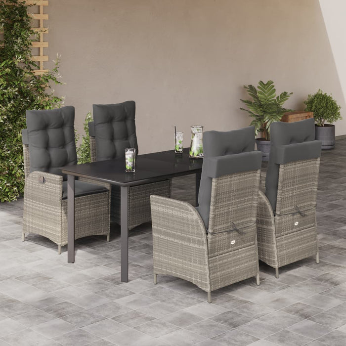 Set mobilier de grădină cu perne, 5 piese gri deschis poliratan - WALTI WALTI